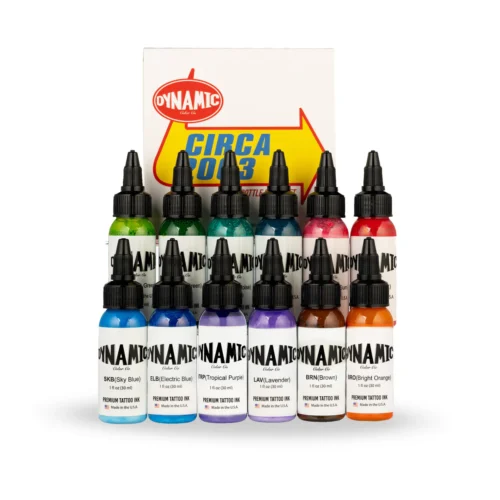 Dynamic Tattoo Ink, Circa 2003 set, 12 bottles of 1oz ink blends