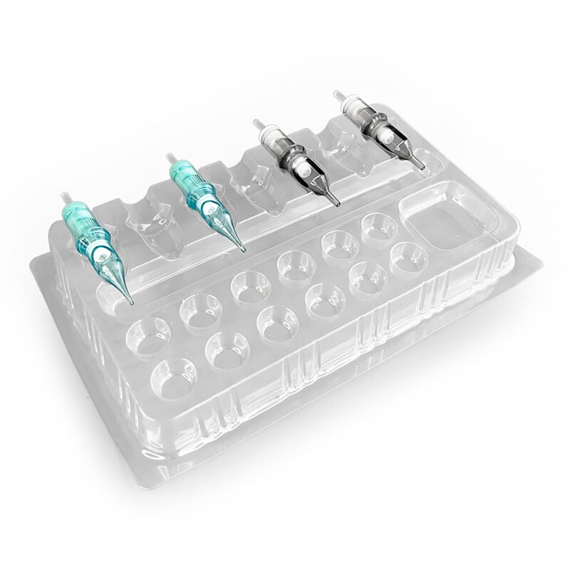 Tattoo Ink Cup Tray Cartridge Holder. Holds up to 7 catridges and has 12 ink caps.