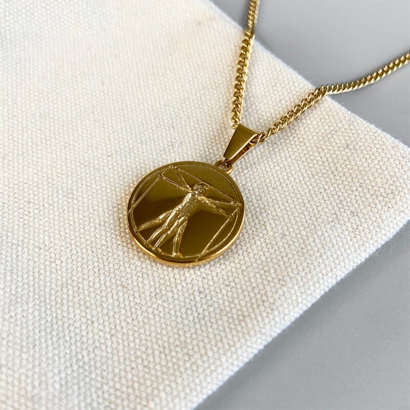 Da Vinci 316L S.S. & 18K Gold Pendant Necklace - Image 3